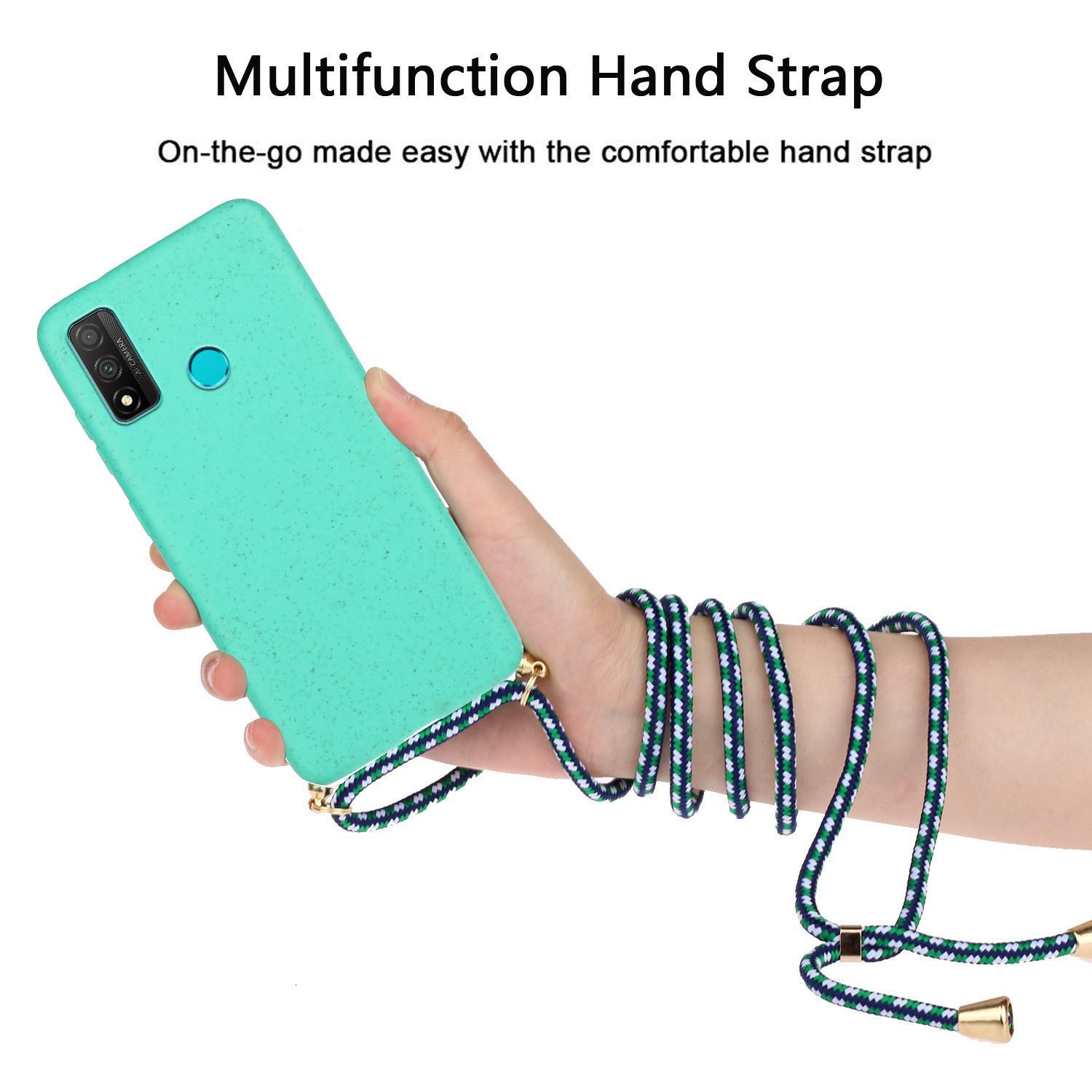 For Huawei P smart 2020 Wheat Straw Material + TPU Protective Case with Lanyard (Green)