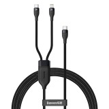 Baseus CA1T2-F01 Flash Series 100W 2 in 1 USB-C / Type-C to USB-C / Type-C + 8 Pin Ports Fast Charging Data Cable, Cable Length: 1.2m (Black)