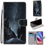For Xiaomi Redmi K40 / K40 Pro / K40 Pro+ / Mi 11i / Poco F3 Coloured Drawing Cross Texture Horizontal Flip PU Leather Case with Holder & Card Slots & Wallet & Lanyard (Mountain Road Starry Sky)