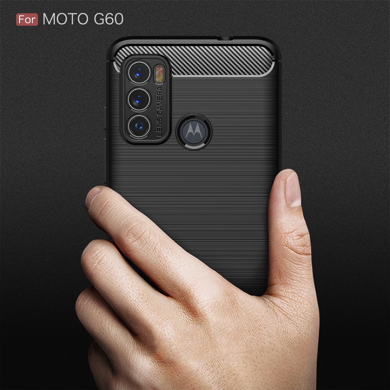 For Motorola Moto G60 Brushed Texture Carbon Fiber TPU Case (Black)