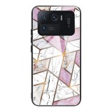 For Xiaomi Mi 11 Ultra Abstract Marble Pattern Glass Protective Case (Rhombus White Purple)