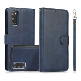 For Samsung Galaxy S20 Calf Texture 2 in 1 Detachable Magnetic Back Cover Horizontal Flip Leather Case with Holder & Card Slots & Wallet & Photo Frame (Blue)