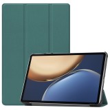 For Honor Tablet V7 Pro Custer Texture Horizontal Flip Leather Case with Three-folding Holder & Sleep / Wake-up Function (Dark Green)