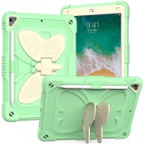 Beige PC + Silicone Anti-drop Protective Case with Butterfly Shape Holder & Pen Slot For iPad 9.7 2018 & 2017 / Pro 9.7 inch / Air 2 / 6 (Beige + Fresh Green)