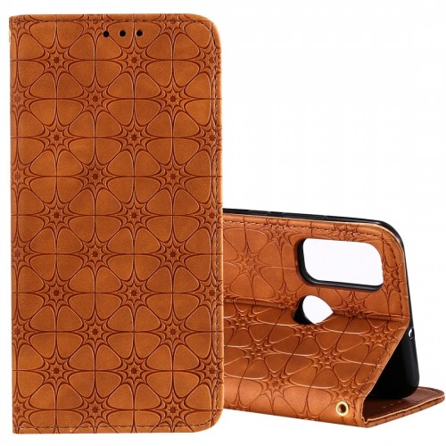 For Huawei P Smart (2020) Lucky Flowers Embossing Pattern Magnetic Horizontal Flip Leather Case with Holder & Card Slots (Brown)