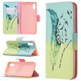 For Xiaomi Redmi 9A Colored Drawing Pattern Horizontal Flip Leather Case with Holder & Card Slots & Wallet (Feather Bird)