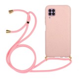 For Huawei P40 Lite Wheat Straw Material + TPU Protective Case with Lanyard (Pink)