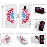 For Samsung Galaxy J6 (2018) Printing Dual-color Half Mandala Pattern Dual-side Magnetic Buckle Horizontal Flip Leather Case with Holder & Card Slots & Wallet & Photo Frame & Lanyard (White)