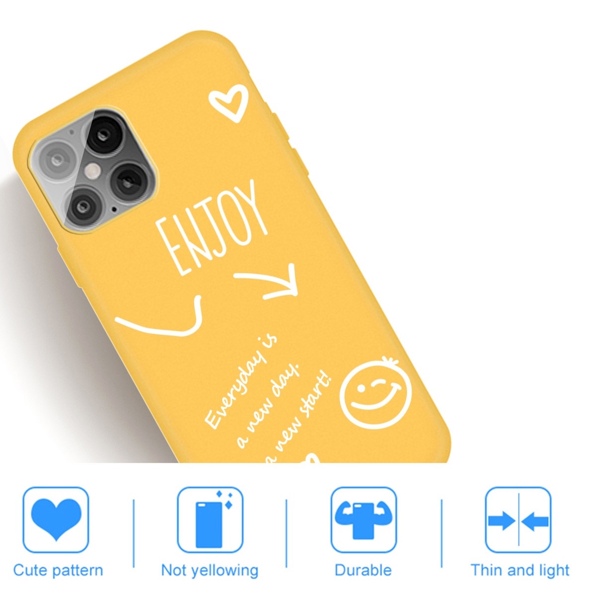 Enjoy Smiley Heart Pattern Shockproof TPU Case For iPhone 12 / 12 Pro (Yellow)