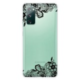 For Samsung Galaxy S20 FE Shockproof Painted Transparent TPU Protective Case (Lace Flower)