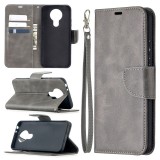 For Nokia 3.4 Retro Lambskin Texture Pure Color Horizontal Flip PU Leather Case with Holder & Card Slots & Wallet & Lanyard (Grey)