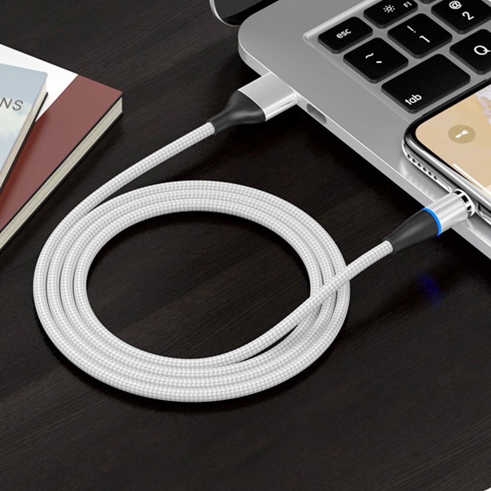 2 in 1 3A USB to Micro USB + USB-C / Type-C Fast Charging + 480Mbps Data Transmission Mobile Phone Magnetic Suction Fast Charging Data Cable, Cable Length: 2m (Silver)