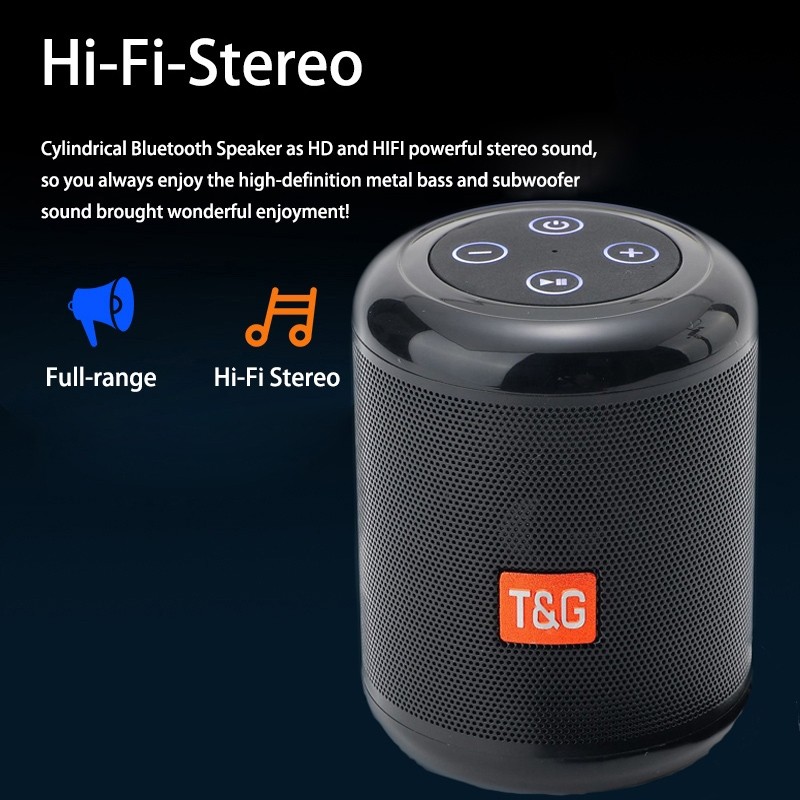 T&G TG519 TWS HiFi Portable Bluetooth Speaker Subwoofer Outdoor Wireless Column Speakers Support TF Card / FM / 3.5mm AUX / U Disk / Hands-free Call (Blue)