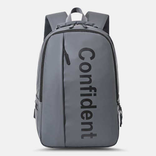Men Lightweight Front Letter Printed Waterproof Backpack Multi-pocket 15.6 Inch Laptop Bag Student Bag Shoulder Bag