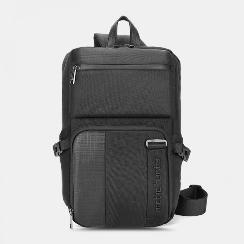 Men Oxford Waterproof Vertical Chest Bag Wear-resistant Large Capacity Multi-pocket Crossbody Bags Shoulder Bag