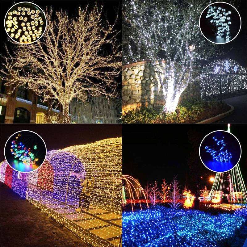 12M 100 LED Solar Power Fairy String Lights Christmas Party Decor Garden Outdoor 