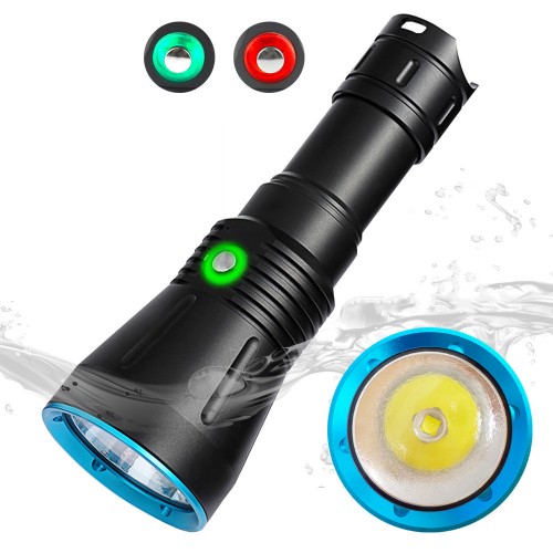 Asafee P70 3600LM 35W Diving Flashlight with Power Display IPX8 Waterproof Super Bright LED Night Torch Dive Light