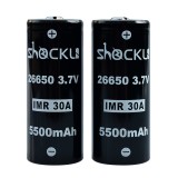 2PCS SHOCKLI 26650 5500mAh 30A 3.7V Rechargeable Li-ion Battery Lithium Battery for High Power Flashlight For Emisar D4s Astrolux Convoy Manker Lumintop Nitecore