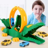 Creative DIY Assemble Crocodile Parking Lot Catapults Rail Car 360 Rotating Transmitter Track Educational Puzzle Toy for Kids Gift