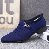 Men Canvas Breathable Non Slip Pointy Toe Brief Slip On Casual Business Shoes