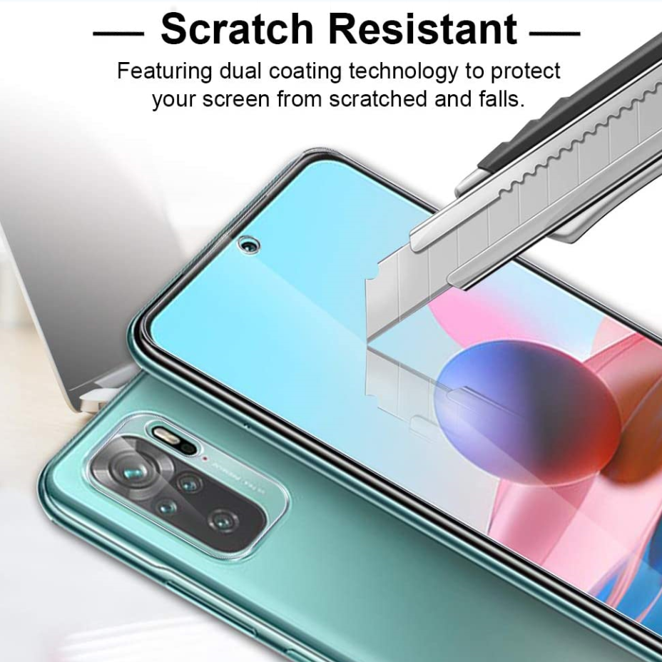Bakeey for Xiaomi Redmi Note 10 Accessories Set 2Pcs 9H Anti-Explosion Tempered Glass Screen Protector + 2Pcs HD Clear Ultra-Thin Phone Lens Protector