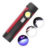 XANES XPE+COB+395nm UV LED Flashlight USB Rechargeable 4 Modes Adjustable Magnetic Work Light Hanging Hook Mini Torch