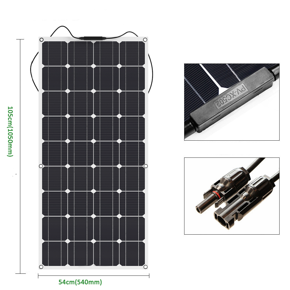 130W 18V Solar Car Boat Battery Charger USB 10A Controller Solar Panel Kit PET For Home Outdoor Camping 12V 24V