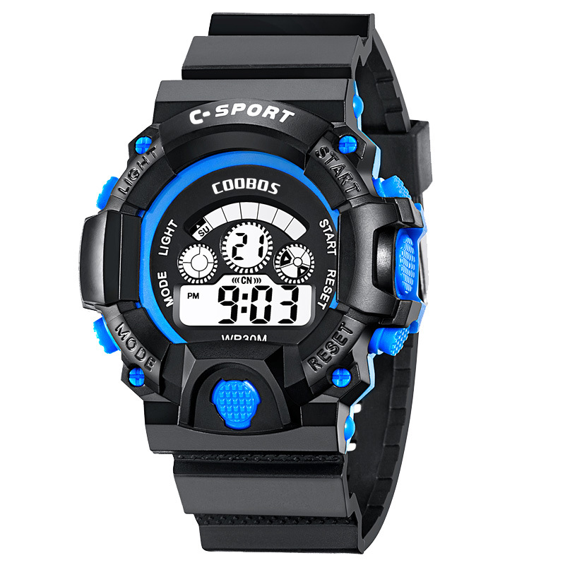 COOBOS 1016 Fashion Men LED Electronic Digital Watch Luminous Calendar Alarm Clock Waterproof Sport Watch
