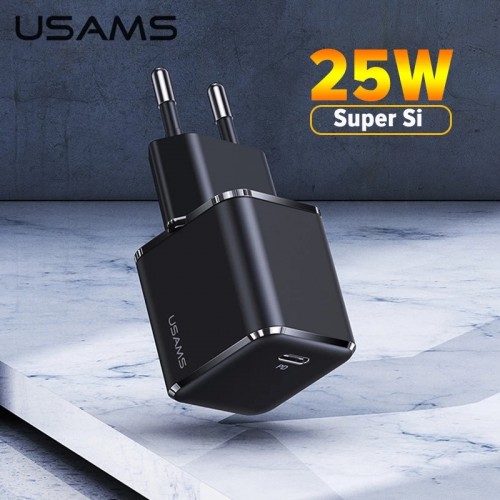 USAMS 25W Super Si USB-C PD Charger Fast Charging EU Plug Wall Charger Adapter for iPhone 12 Pro Max for Samsung Galaxy Note S20 ultra Huawei Mate40 OnePlus 8 Pro