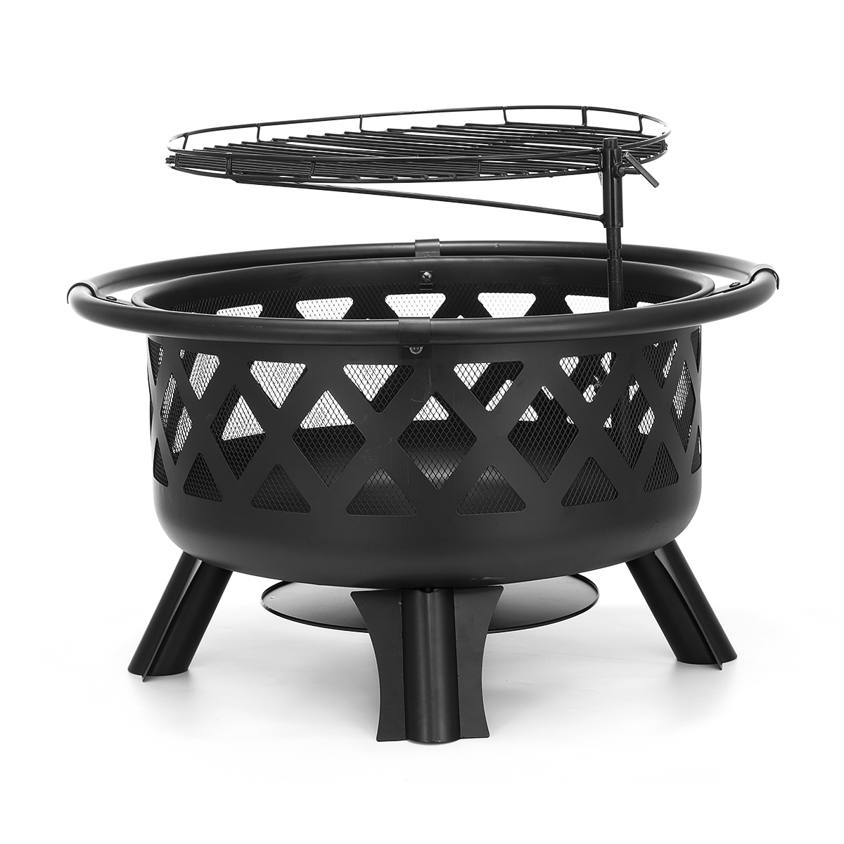 30inch Outdoor Fire Pit Heavy Duty Wood Burning Stove Cooking BBQ Grill Outdoor Graden Backyard Bonfire Patio