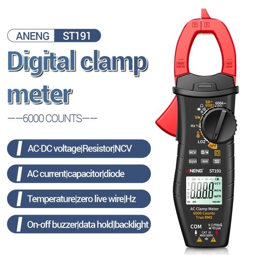 ANENG ST191 Digital Clamp Meter AC Current 6000 Counts True RMS Multimeter Ammeter Voltage Tester Car Amp Hz Capacitance NCV Ohm Test