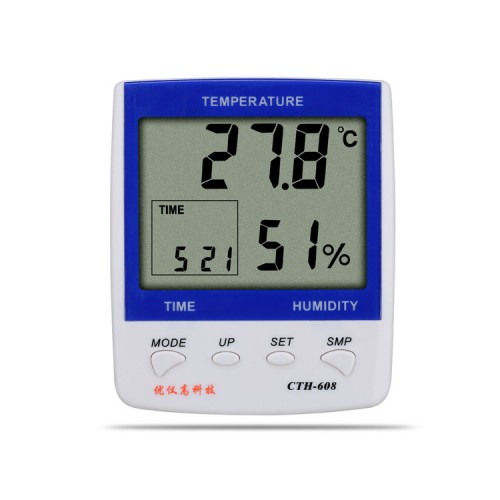 UYIGAO CTH-608 Indoor LCD Digital High Thermometer-hygrometer 14F-140F Humidity 10%RH-99%RH Thermometer Hygrometer Weather Station Clock