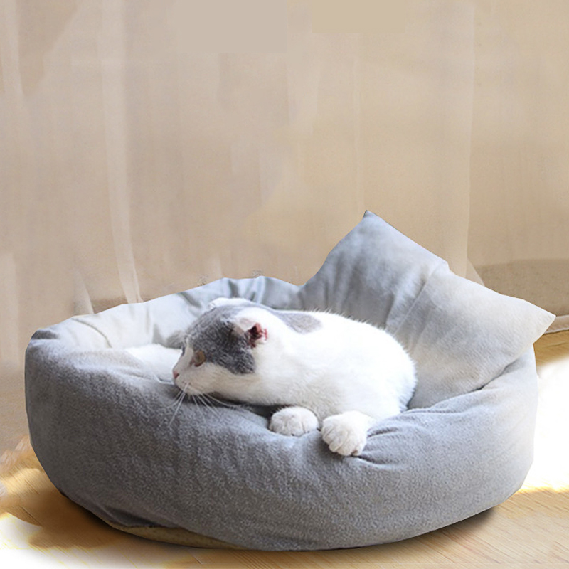 Plush Soft Warm Pet Dog Cat Round Deep Sleeping Mat Non-slip Wear-resistant Bed House Kennel