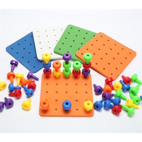 Stacking Peg Board Set Toy 30 Pegs & Board + FREE Storage Bag STEM Color Learning Sorting Matching Game Montessori Occupational Therapy Fine Motor Skills Toddlers Preschool Boys Girls