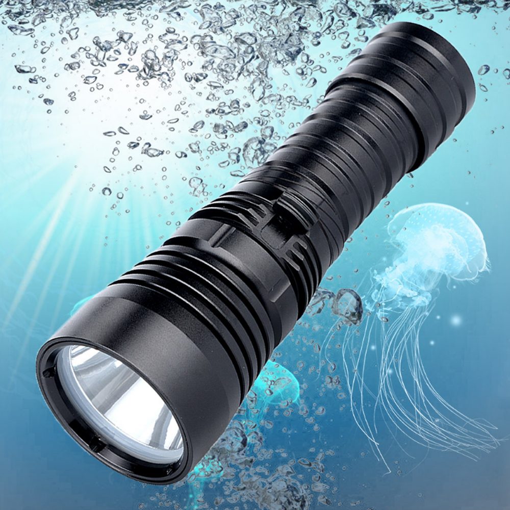 XANES L2 1600LM Underwater 80m Diving Flashlight with 18650 Battery 6000K-6500K Strong Dive Light Super Scuba LED Fill Light