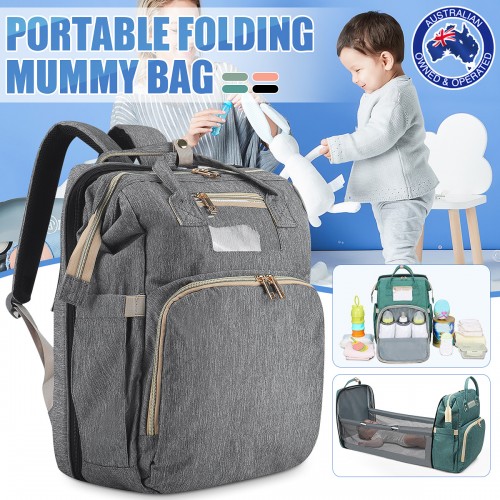 Multifunctional 2-IN-1 Large Capacity Folding Travel Baby Infant Crib Diaper Macbook Storage Mummy Bag Backpack