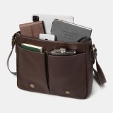 Men Vintage Large Capacity Multi-pocket PU Leather Teacher Bag Crossbody Bag Brief Shoulder Bag