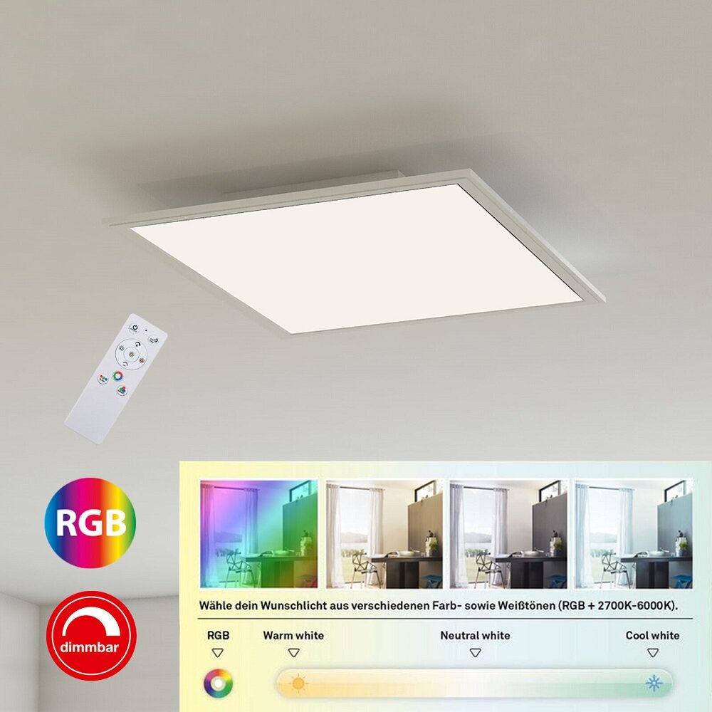 AC220V 24W 3000K/4000K/6000K LED Panel Ultra Flat Stepless Dimming RGB Ceiling Light with Remote Controller for Living Room Bedroom