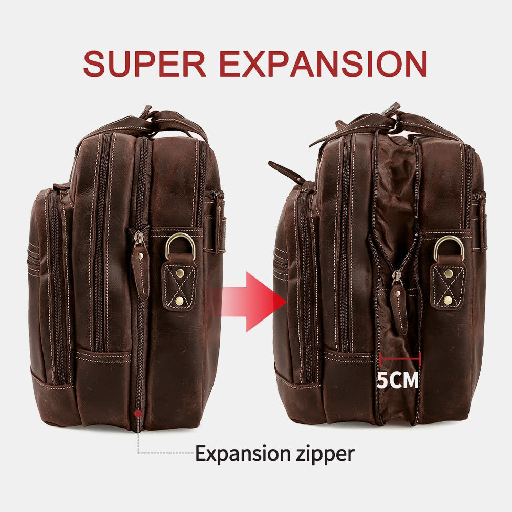 Ekphero Men Multifunction Multi-pocket Teacher Bag Vintage Large Capacity 15.6 Inch Laptop Bags Briefcases Crossbody Shoulder Bag Handbag