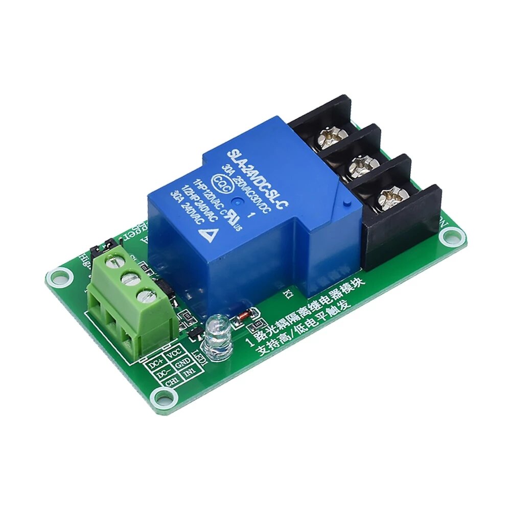 30A 5V 12V 24V 1/2 Channel Relay Module with Optocoupler Isolation Supports High and Low Level Trigger