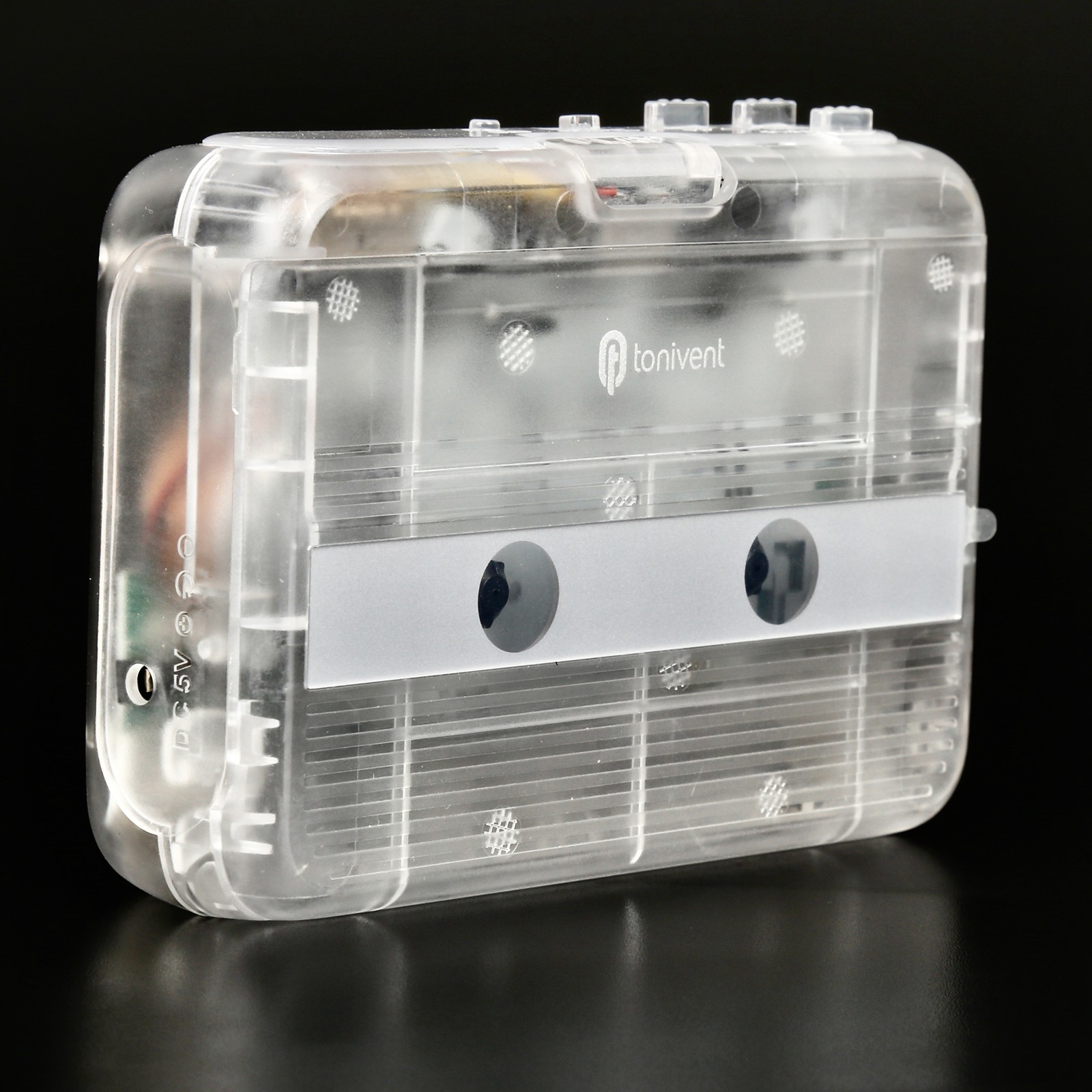 Tonivent TON007T Portable Bluetooth Tape Cassette Player, Support FM / Bluetooth Input and Output (Transparent)