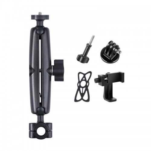 25mm Ballhead Car Front Seat Handlebar Fixed Mount Holder with Tripod Adapter & Screw & Phone Clamp & Anti-lost Silicone Case for GoPro HERO10 Black / HERO9 Black / HERO8 Black /HERO7 /6 /5, DJI Osmo Action, Insta360 One R and Other Action Cameras