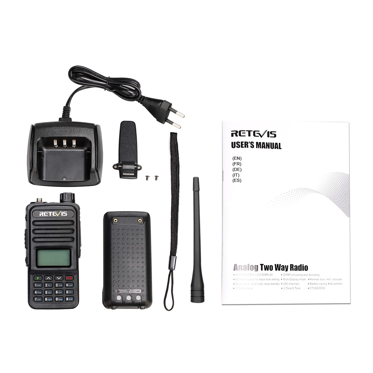 RETEVIS RT85 EU Frequency 136.000-174.000MHz+400.000-470.000MHz 200CHS Dual Band Digital Two Way Radio Handheld Walkie Talkie (Black)