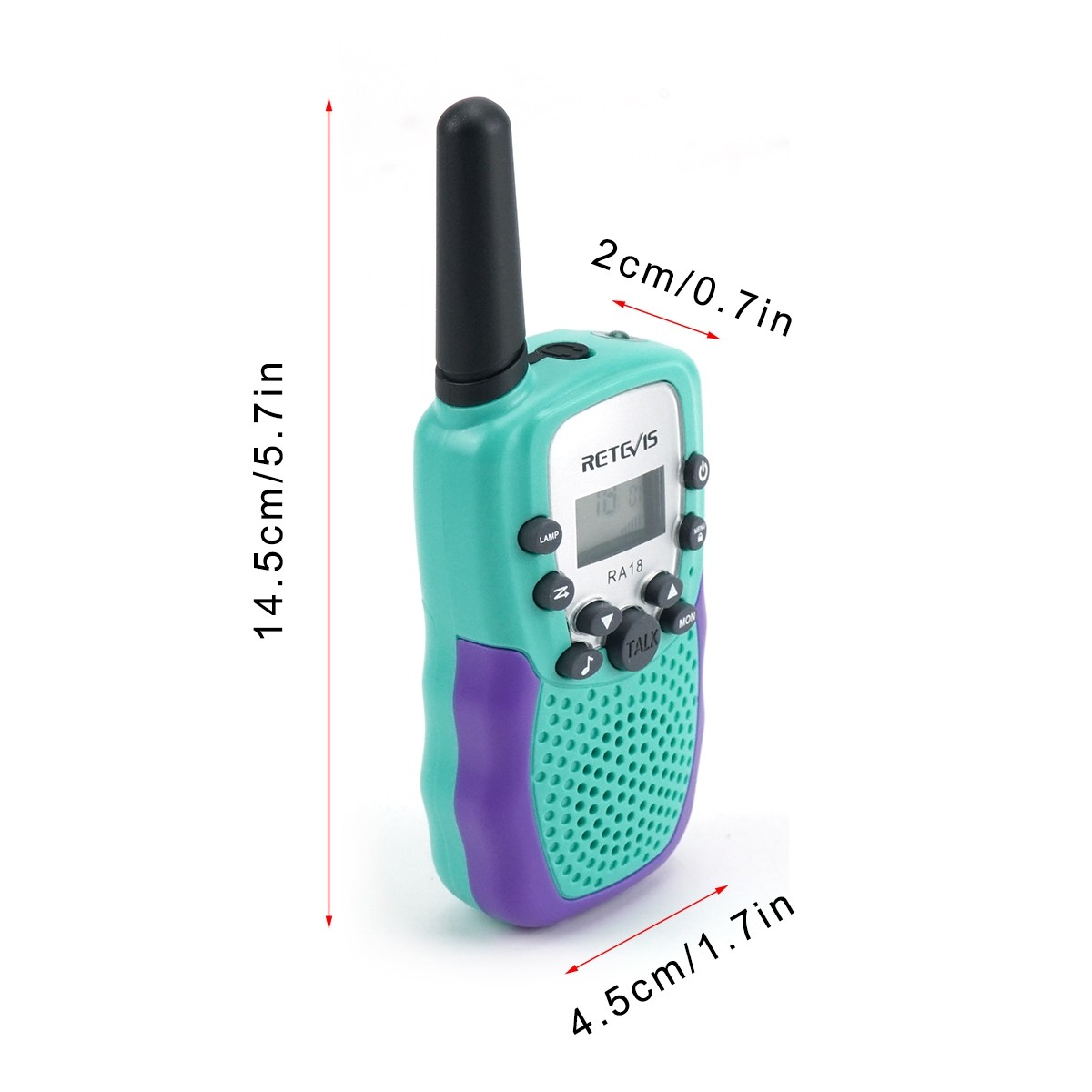 1 Pair RETEVIS RA18 0.5W US Frequency 22CHS FRS License-free Two Way Radio Children Handheld Walkie Talkie (Green)