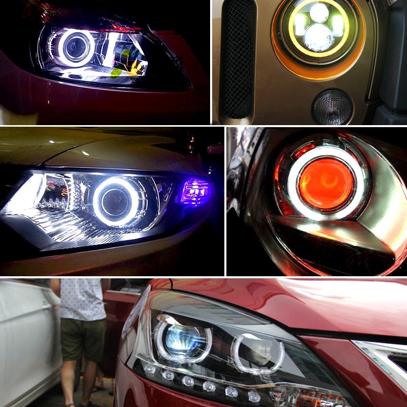 60mm 4W USB Angel Eyes Circles Car Headlight White Light COB LED Lights for Vehicles, Line Length: 95cm (White Light)