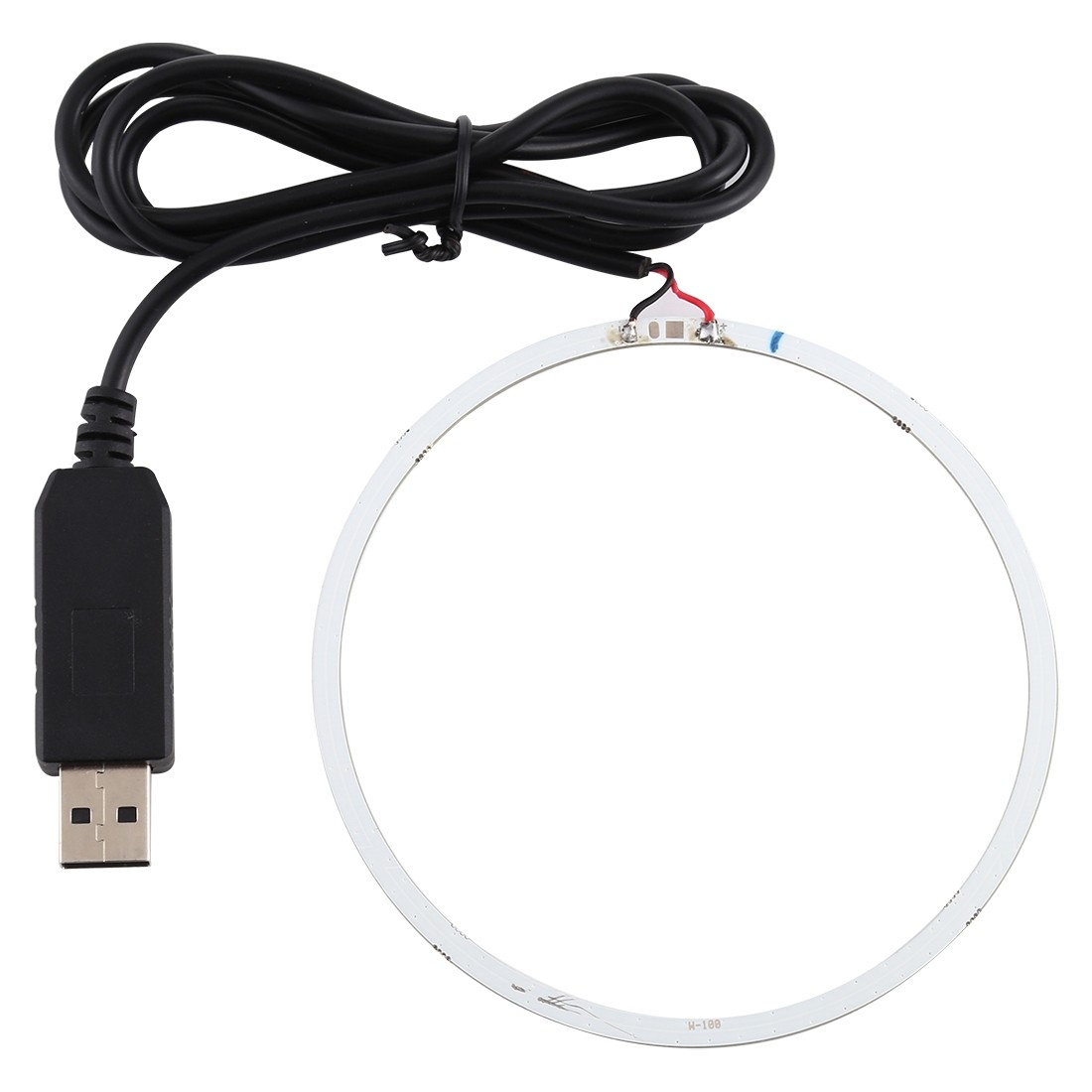 90mm 4W USB Angel Eyes Circles Car Headlight White Light COB LED Lights for Vehicles, Line Length: 95cm (Green Light)