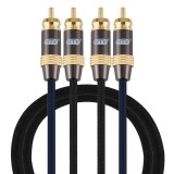 EMK 2 x RCA Male to 2 x RCA Male Gold Plated Connector Nylon Braid Coaxial Audio Cable for TV / Amplifier / Home Theater / DVD, Cable Length: 1m (Black)