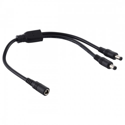 5.5 x 2.1mm 1 to 2 Female to Male Plug DC Power Splitter Adapter Power Cable, Cable Length: 30cm (Black)