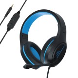 SADES MH601 3.5mm Plug Wire-controlled Noise Reduction E-sports Gaming Headset with Retractable Microphone, Cable Length: 2.2m (Black Blue)