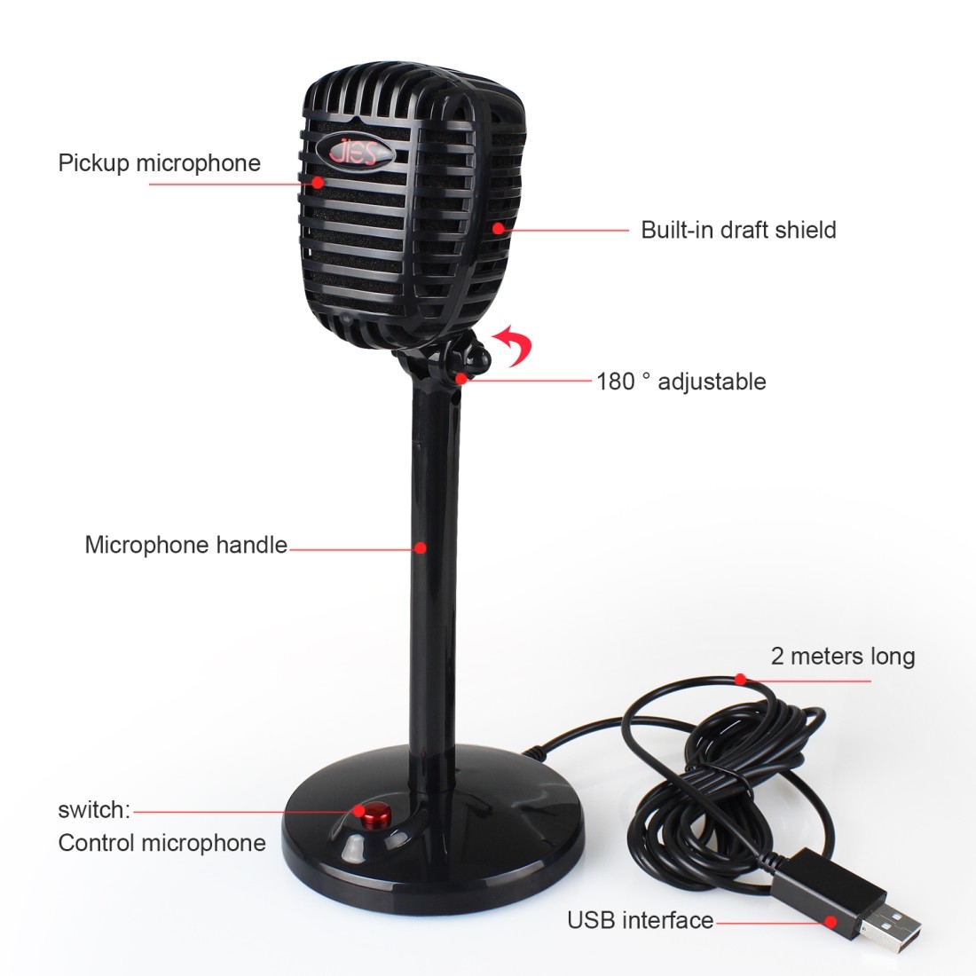 360 Degree Rotatable Driveless USB Voice Chat Device Video Conference Microphone, Cable Length: 2.2m